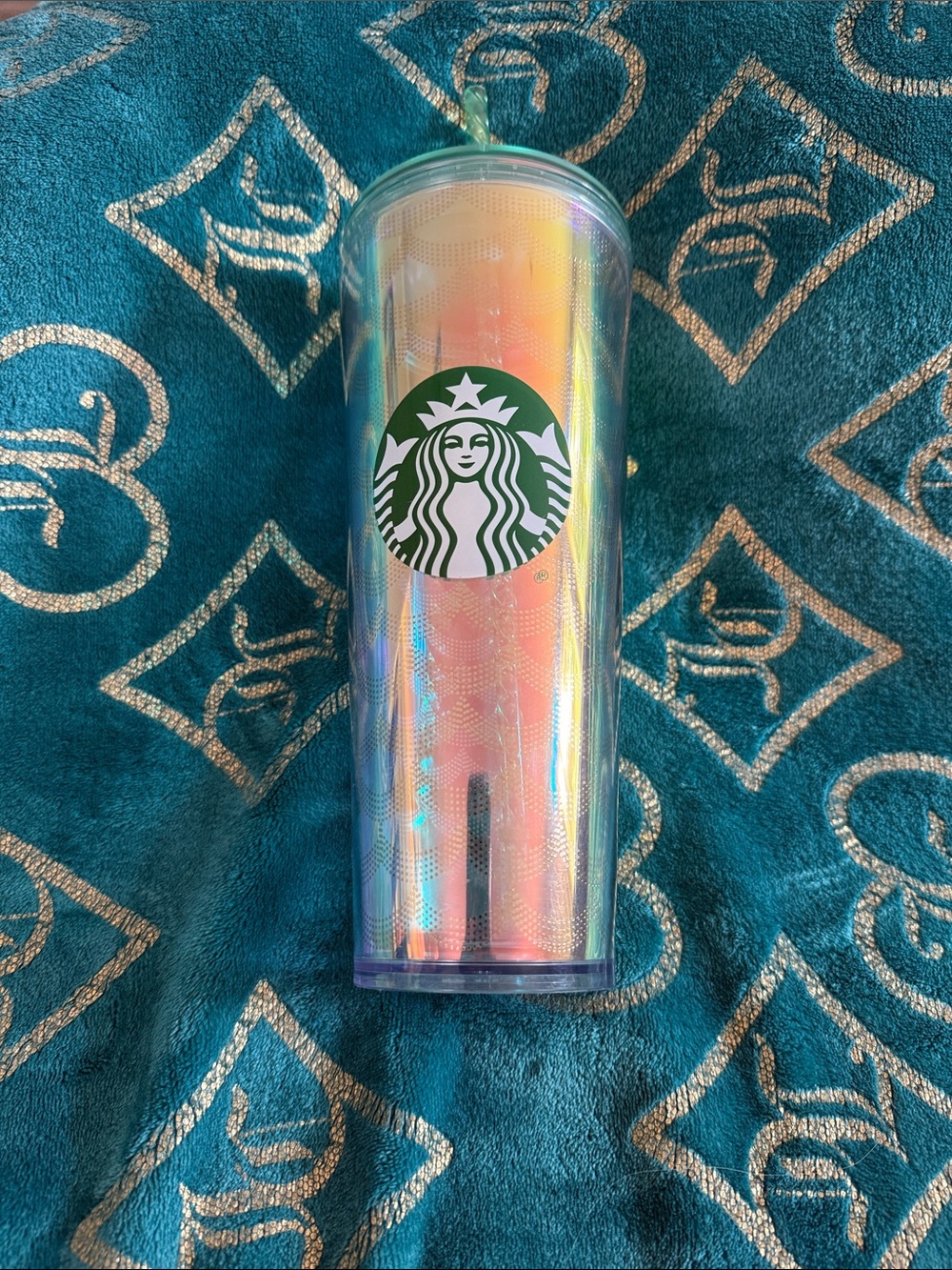 Starbucks Holographic Iridescent Tumbler with Green Logo 22oz